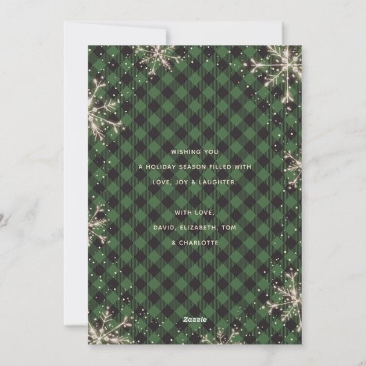 Sparkly Snowflakes Green Pset met kerstmis Feestdagenkaart (Achterkant)