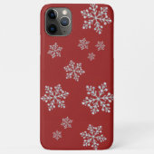 Sparkly Snowflakes op Cranberry Red iPhone Case (Achterkant)