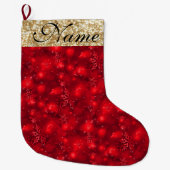 Sparkly Snowflakes, Red & Gold Glitter - Grote Kerstsok (Voorkant)