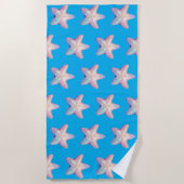 Sparkly Starfish Caribbean Blue Beach Towel Strandlaken (Voorkant)