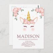 Sparkly Stars and Flowers Eenhoorn Verjaardag Briefkaart (Voorkant / Achterkant)