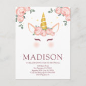 Sparkly Stars and Flowers Eenhoorn Verjaardag Briefkaart (Voorkant)