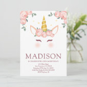 Sparkly Stars and Flowers Eenhoorn Verjaardag Kaart (Staand voorkant)