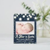 Sparkly Stars Baby Foto Lijst geboorteaankondiging Briefkaart (Staand voorkant)
