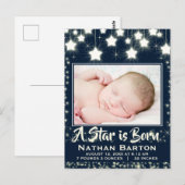 Sparkly Stars Baby Foto Lijst geboorteaankondiging Briefkaart (Voorkant / Achterkant)
