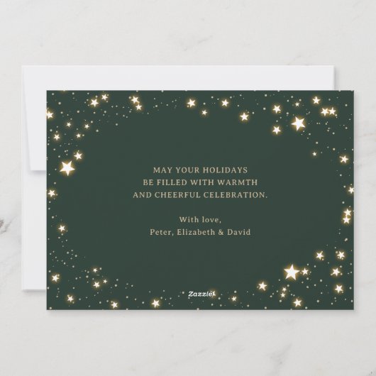 Sparkly Stars Green-fotokerstkaarten Feestdagenkaart (Achterkant)