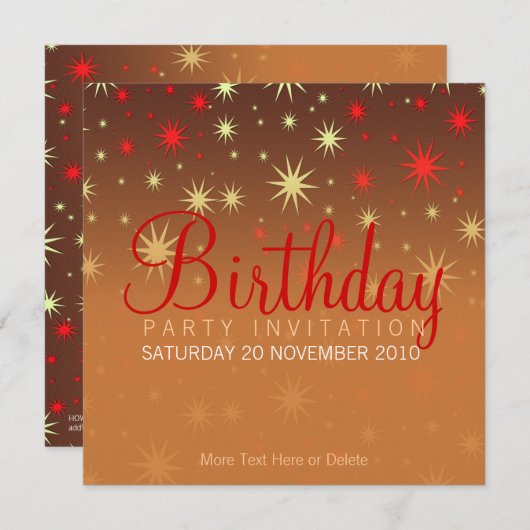 Sparkly Stars verjaardagsuitnodiging Kaart (Voorkant / Achterkant)