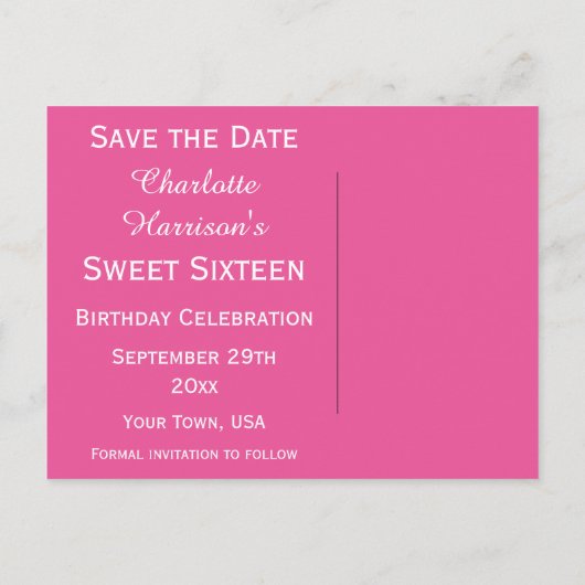 Sparkly Stiletto Heel 16th Birthday Save The Date Aankondigingskaart (Achterkant)