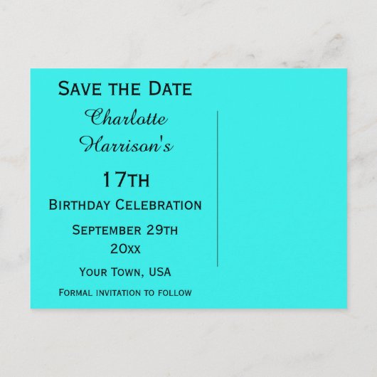 Sparkly Stiletto Heel 17e Verjaardag Save The Date Aankondigingskaart (Achterkant)