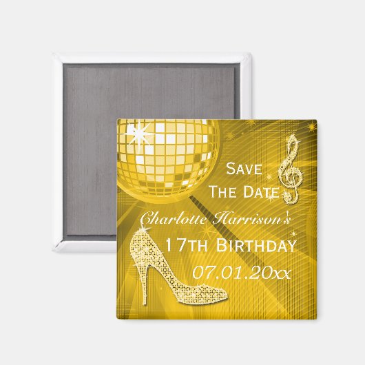 Sparkly Stiletto Heel 17e Verjaardag Save The Date Magneet (Voorkant / Achterkant)