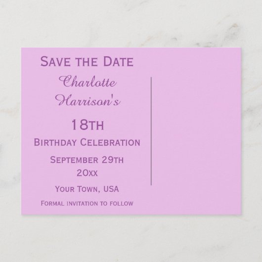 Sparkly Stiletto Heel 18th Birthday Save The Date Aankondigingskaart (Achterkant)