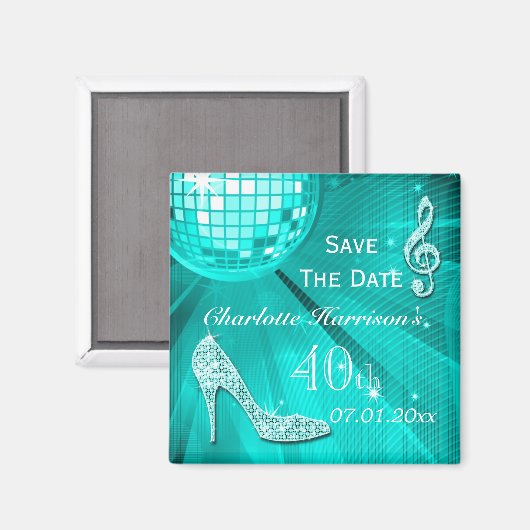 Sparkly Stiletto Heel 40e verjaardag Save The Date Magneet (Voorkant / Achterkant)