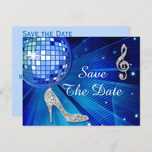 Sparkly Stiletto Heel 50ste verjaardag Save The Da Aankondigingskaart (Voorkant / Achterkant)