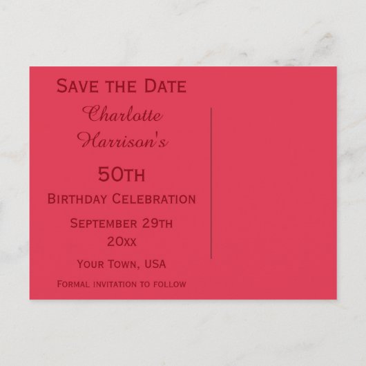 Sparkly Stiletto Heel 50ste verjaardag Save The Da Aankondigingskaart (Achterkant)