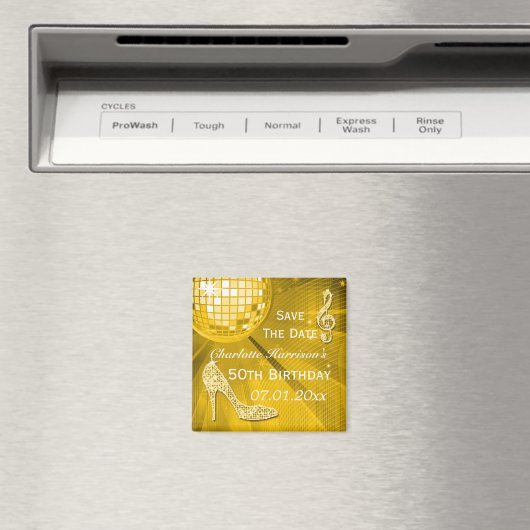 Sparkly Stiletto Heel 50ste verjaardag Save The Da Magneet (Insitu (Vaatwasser))