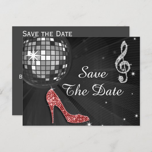 Sparkly Stiletto Heel 55th Birthday Save The Date Aankondigingskaart (Voorkant / Achterkant)