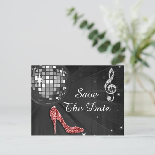 Sparkly Stiletto Heel 55th Birthday Save The Date Aankondigingskaart (Staand voorkant)