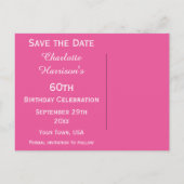 Sparkly Stiletto Heel 60th Birthday Save The Date Aankondigingskaart (Achterkant)