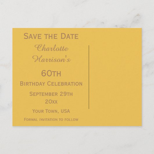 Sparkly Stiletto Heel 60th Birthday Save The Date Aankondigingskaart (Achterkant)