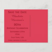 Sparkly Stiletto Heel 90th Birthday Save The Date Aankondigingskaart (Achterkant)