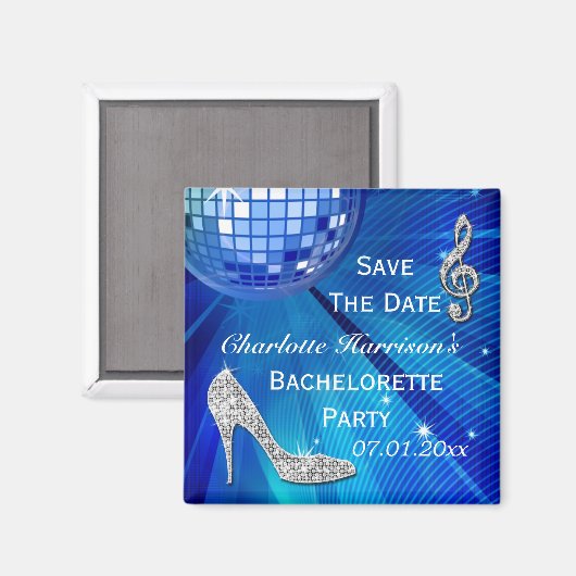 Sparkly Stiletto Heel Bachelorette Save The Date Magneet (Voorkant / Achterkant)