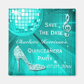 Sparkly Stiletto Heel Quinceañera Save The Date Magneet (Voorkant)