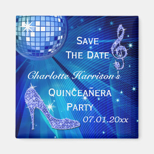 Sparkly Stiletto Heel Quinceañera Save The Date Magneet