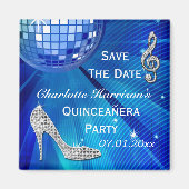 Sparkly Stiletto Heel Quinceañera Save The Date Magneet (Voorkant)