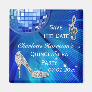 Sparkly Stiletto Heel Quinceañera Save The Date Magneet