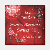 Sparkly Stiletto Heel Sweet 16 Save The Date Magneet (Voorkant)