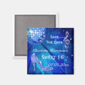 Sparkly Stiletto Heel Sweet 16 Save The Date Magneet (Voorkant / Achterkant)