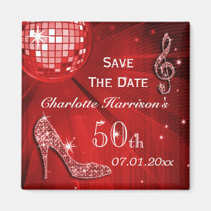 Sparkly Stiletto Hiel 50th Birthday Save the Date Magneet