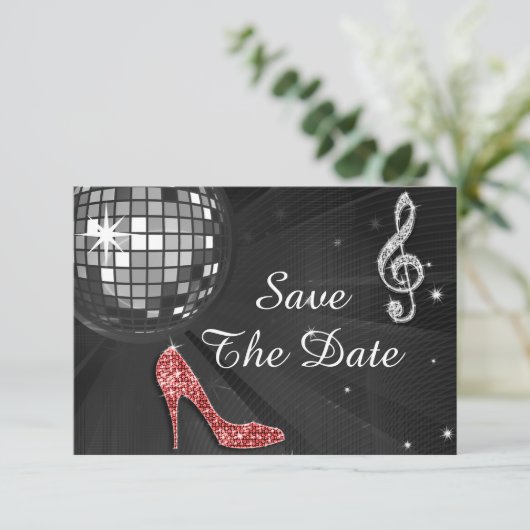 Sparkly Stiletto Hiel 55th Birthday Save the Date (Staand voorkant)