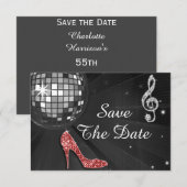 Sparkly Stiletto Hiel 55th Birthday Save the Date (Voorkant / Achterkant)