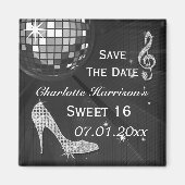 Sparkly Stiletto Hiel Sweet 16 Save the Date Magneet (Voorkant)
