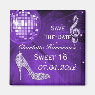Sparkly Stiletto Hiel Sweet 16 Save the Date Magneet
