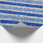 Sparkly Stripes - Blues & Silver Faux Glitter Cadeaupapier (Hoek)