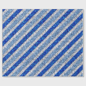 Sparkly Stripes - Blues & Silver Faux Glitter Cadeaupapier (Vlak)