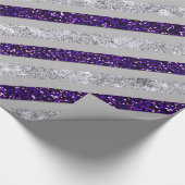 Sparkly Stripes - Deep Purpl & Silver Faux Gltr Cadeaupapier (Hoek)