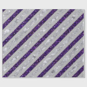 Sparkly Stripes - Deep Purpl & Silver Faux Gltr Cadeaupapier (Vlak)