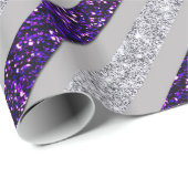 Sparkly Stripes - Deep Purpl & Silver Faux Gltr Cadeaupapier (Rol Hoek)