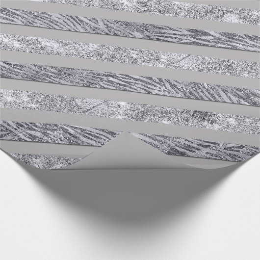 Sparkly Stripes - Zilver & Zilver (a) Cadeaupapier (Hoek)