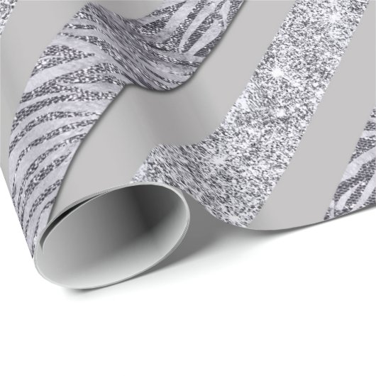 Sparkly Stripes - Zilver & Zilver (a) Cadeaupapier (Rol Hoek)