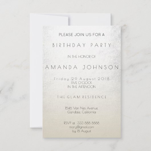 Sparkly Surprise Party Invitation Gold Silver Kaart (Achterkant)