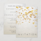 Sparkly Surprise Party Invitation Gold Silver Kaart (Voorkant / Achterkant)