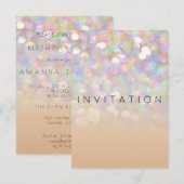 Sparkly Surprise Party Invitation Ivory Silver Kaart (Voorkant / Achterkant)
