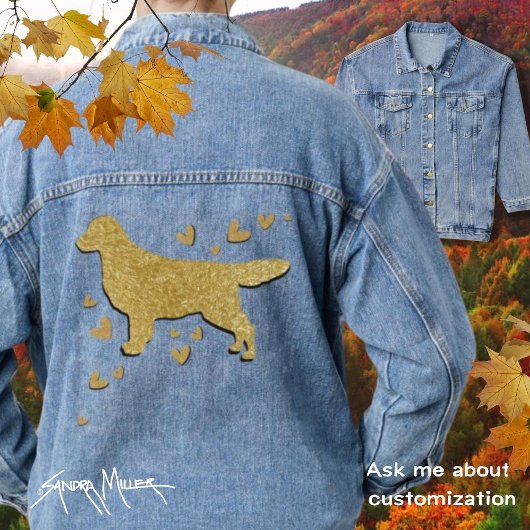 SPARKLY THANG Golden Retriever faux metallic Denim Jacket
