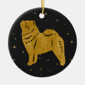 SPARKLY THANG - SMOOOTH Chow faux metallic siervoo Keramisch Ornament (Voorkant)