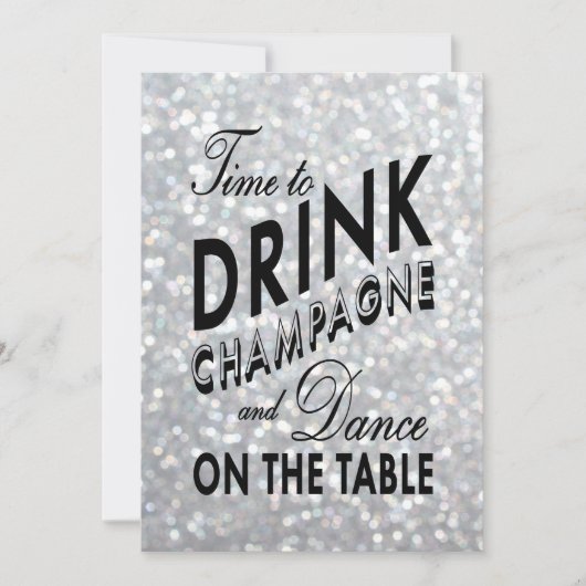 Sparkly Tijd aan Drink Champagne Corporate Invite Kaart (Voorkant)