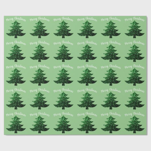 Sparkly tree Vrolijk kerstlicht groen Cadeaupapier (Vlak)